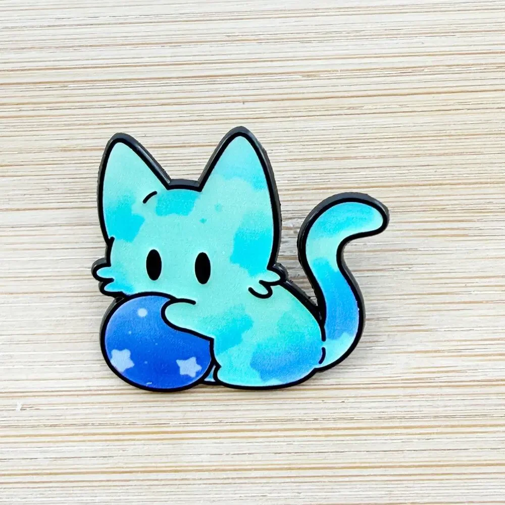 Blue and Green Galaxy Cat Enamel Pin